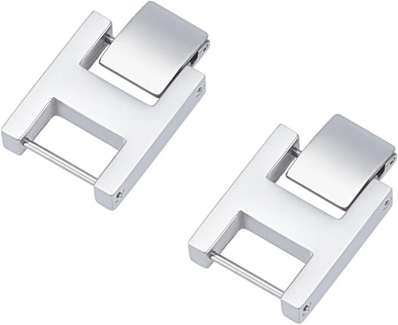 WEBEEDY 2 PCS Silver Watch or Bracelet Fold Over Clasp, 8.5mm Stainless Steel Watch Extension Clasp Square Metal Strap Replacement Accessories for Jewelry Making Women DIY Craft Supply, 0.63x0.95 Inch