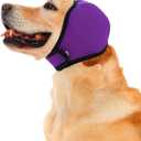 Meifsou Dog Head Wrap - Quiet Ears for Anxiety, Waterproof Dog Calming Hood, No Shake Ear Cover Snoods for Thunder, Lightning, Fireworks, Vet Visits, Polyester and SBR Diving Fabric, Purple, Small