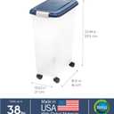 IRIS USA Dog Food Storage Container 38 lb, Airtight Large Pet Food Storage Bin with Wheels, for Dog Cat Bird Chicken Food, Holds Up to 38 Lbs, Keep Fresh, BPA Free, Made in USA, Navy