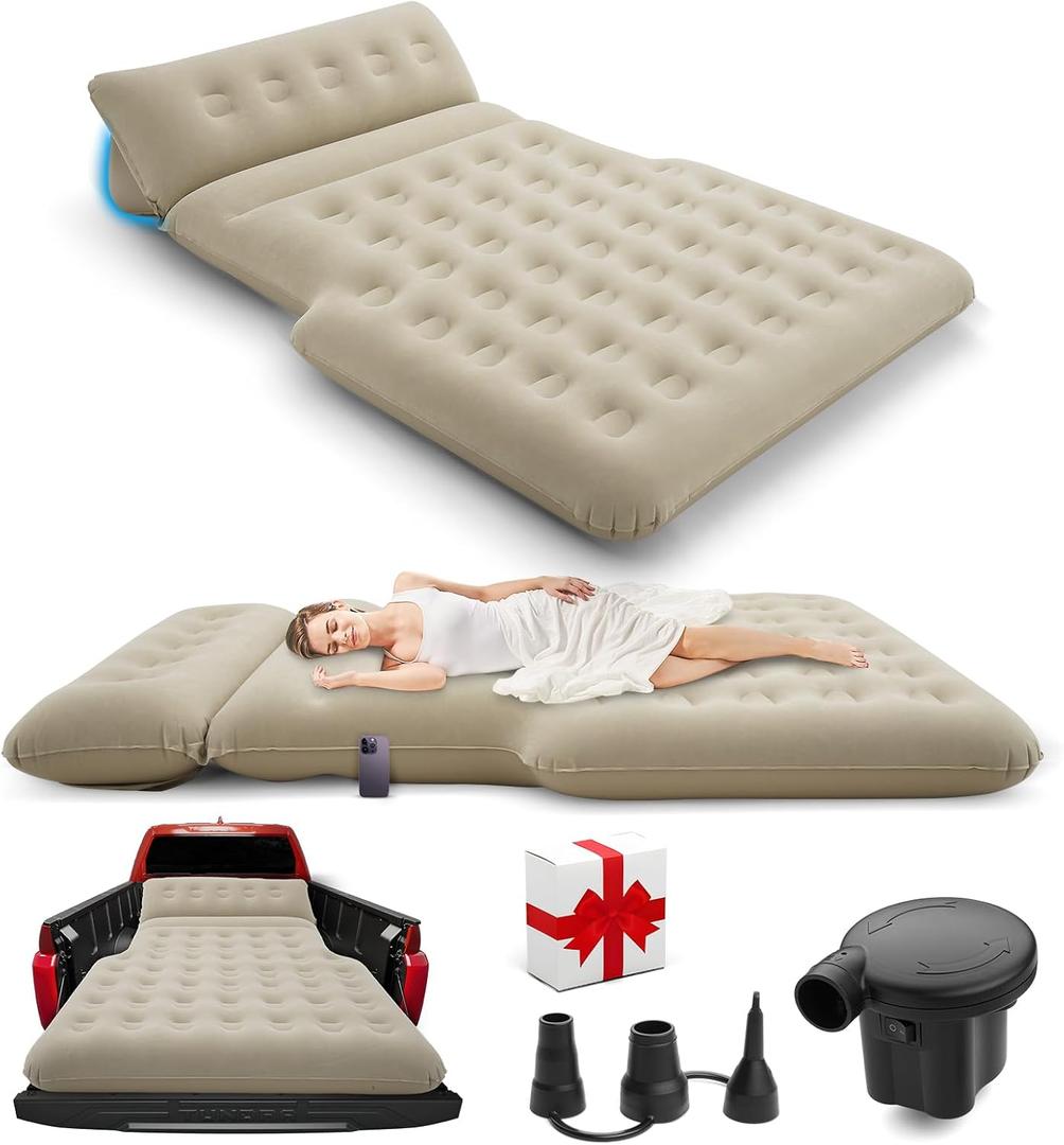 3 Types of Adjustments Truck Bed Air Mattress for 5.5-6.5 Ft with Pump- Mattress Portable for Home,Tent,Camping & Guests, Travel,- Full Size Truck- 800lb Weight Capacity