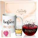 Rose Gold Coffee Mug Stemless Glass and Shot Glass Gift Set for Women Nurse Doctor Dentist Funny Before Patients After Patients Set with Gifted Package (Rose Gold) Set Of 3