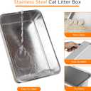 Anywish Stainless Steel Cat Litter Box with Lid, XL Extra Large Enclosed Removable Metal Litter Box with Litter Scoop&Double Layer Litter Mat, Non-Sticky, Non-Odor, Easy Cleaning, for Big Cats, Grey