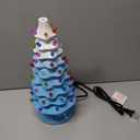 Lakumu 16.5" Table Top Christmas Tree, Hand Painted Resin Christmas Tree with Lights, Pre-lit Xmas Tree Decor Lighted Tabletop Decoration with Multicolored LED Bulbs, Ceramic-Like Finish, Blue
