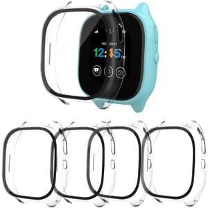 [4-Pack] Case Compatible with Gizmo Watch 3 Screen Protector for Kids, Tempered Glass Only Compatible for Verizon Gizmo Watch 3, Clear+Clear+Clear+Clear