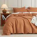 Bedsure Waffle Duvet Cover Queen, 100% Cotton Waffle Weave Bedding Duvet Cover Set, Soft and Breathable Comforter Cover for All Season, 3 Pieces Including Pillow ShamsTerra Cotta, 90x90