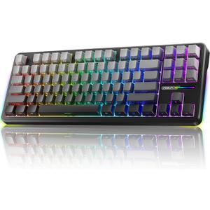 AULA F87 Pro Keyboard, Tri-Mode Bluetooth/2.4GHz/USB-C Gasket Hot Swappable Custom Mechanical Keyboard, Pre-lubed Reaper Switch, Side Printed PBT Keycaps 75% TKL Wireless RGB Backlit Gaming Keyboard