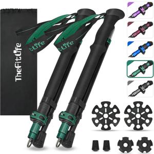 TheFitLife Collapsible Trekking Poles for Hiking  Lightweight Folding Walking Sticks for Men and Women with Extra-Long Foam Handle and Metal Flip Lock (115-135cm for 5'5''-6'2'' Height, Green) TheFitLife Collapsible Trekking Poles for Hiking  Lightweight Folding Walking Sticks for Men and Women with Extra-Long Foam Handle and Metal Flip Lock (115-135cm for 5'5''-6'2'' Height, Green)