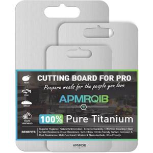 Titanium Cutting Board Set of 3,100% Pure Titanium Cutting Boards for Kitchen, Double Sided Non Toxic Cutting Board, Ideal Charcuterie & Chopping for Meat, Hygiene Durable Dishwasher (S+M+L)