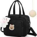 Small Diaper Bag Tote, Multifunction Bag with Silicone Pacifier Holder Case Travel Crossbody Handbag (Black)
