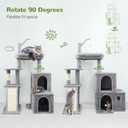 Globlazer Cat Tower for Indoor Adult Cats, 50-inch Heavy Duty Cat Tree House for Big Cats with Extra-Large Padded Platform, Sisal Scratching Board, 2 Large Condos, F50, Light Grey