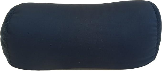 Microbead Bolster Tube Travel Pillow - Compact Neck Roll Pillow for Airplane, Car, or Home - Soft Lumbar Support Pillow - Navy