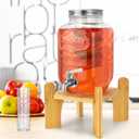 1 Gallon Drink Dispensers For Parties,Beverage Dispenser With Stand.Lemonade Dispenser,Sun Tea Jar,Iced Tea Pitcher With 18/8 Stainless Steel Spigot Leakproof And Ice Cylinder.Laundry Detergent Hold (1 GALLON DISPENSER WITH STAND)