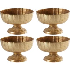 4 Pcs Distressed Gold Metal Compote Bowl Compote Vase Centerpieces for Table Pedestal Vase for Wedding Birthday Party Anniversary Indoor Outdoor Activity, 8" Diameter
