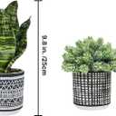 Winlyn 3 Pcs Small Potted Plants Artificial Succulents Hanging Plants and Faux Tropical Snake Plant in Black Geometric Pots for Modern Home Kitchen Windowsill Table Shelf Indoor Outdoor Greenery Decor