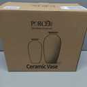 PORCER Ceramic Vases for Home Decor, Ice Crackle Aged White Vintage Ceramic Vase Set of 2, Minimalist Decorative Vase for Table Centerpiece Dining Living Room Office Nightstand Fireplace Decoration