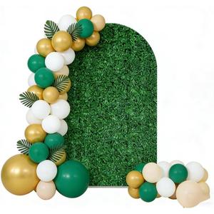 Green Leaves Wall Arched Stretchy Fabric Covers Double-Sided Arched Backdrop Stand Covers Chiara Backdrops for Wild Birthday Junlge Safari Parties Props 3x6ft GX-414