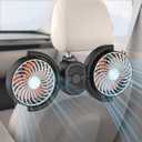 Hayousui Backseat Car Fan for Kids: Battery & USB Powered 5V/2A Rear Seat Car Cooling Fans, 3 Speed Independent Control, 360 Rotatable Auto Headrest Cooler for Vehicle Sedan Truck Pickup (Orange)