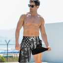 Goodstoworld Men's Funny Swim Trunks with Compression Liner 2 in 1 Quick-Dry 9" Stretch Shorts with Three Pockets (Black, XXL)