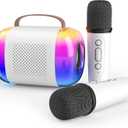Mini Karaoke Machine for Kids, Portable Karaoke Machine with 2 Wireless Microphones and LED Colorful Lights for Home Party, Gift Toy for Girls 4, 5, 6, 7, 8+ Years Old Toddlers Teens
