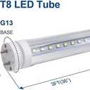 LightingWill LED T8 Light Tube 3FT, Daylight White 5000K, Dual-End Powered Ballast Bypass, 1600Lumens 15W (32W Fluorescent Equivalent), Clear Cover, AC85-265V Lighting Tube Fixtures, 1 Pack