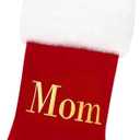 Christmas Stockings Red Velvet Monogram Stocking Family Set with Dad and Mom Design (Letter Mom)