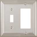 1-Pack Combination Toggle/Decorator Wall Plate, Metal Wall Plate Cover for Light Switch, Receptacle, Dimmer Switch, Satin Nickel, 2-gang, Midsize