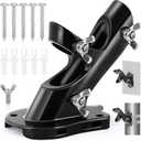 Flag Pole Holder, Anovo Flag Pole Brackets Mount Outside House Heavy-Duty Aluminum Metal Rust Proof Bracket 1" Inner Diameter 2 Positions with Hardwares for Outdoor Wall Mounting Porch(Black-1 Pack)