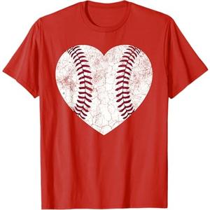 Baseball Heart Shirt Cute Mom Dad Men Women Softball Gift T-Shirt Size 3T