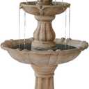 XBrand 3-Tier Water Fountain w/Pump & Pineapple Top, 51 Inch Tall, Beige