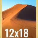 LaVie Home 12x18 Picture Frame for Wall Display, 12x18 Gold Picture Frame with HD Plexiglas, 12 x 18 Matted Frame 1 Pack, Display Frame for Vertical or Horizontal, Classic Collection