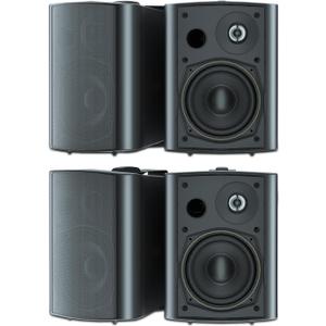 STUDIOFINIX 5.25 Inches 600 Watts Indoor Outdoor Bluetooth Speakers All Weather Wired Wall Mount System for Patio Deck (4 Speakers) (Black)