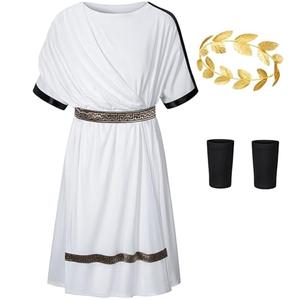 Kids Greece Toga Costume for Boys Ancient Greek Rome Mythos Philosopher Senate holaween Cosplay 11-12 Years White