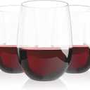 Lamosi 24 Pack Plastic Wine Glasses Disposable, 16 oz Stemless Wine Glasses for Party, Reusable Crystal Clear Plastic Cups, Shatterproof and BPA-Free