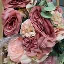 Zeyune 12 Bundles Artificial Peonies Flowers Artificial Silk Rose Faux Dahlia Fake Chamomile Hydrangea Bouquet Bulk for Vase Home Wedding Centerpiece Party Decoration (Dust Rose, Petal Dust)