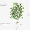 Artificial Ficus Tree 5ft, Faux Plant with White Tall Planter, Fake Ficus Leaves Plants in Pot, Artificial Floor Trees for Home Living Room Office Bedroom Foyer Porch Decor Indoor