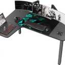 It's_Organized L Shaped Computer Desk, 60 Inch Corner Gaming Desk, Study Writing Desk, Modern Gaming Table Workstation with Large Mouse Pad, Sturdy Metal Frame, Easy to Assemble, Left Side Black