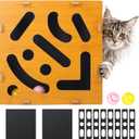 MDF Cat Nail File Enrichment Box, Scratch Puzzle with Sandpaper Surface, Stress-Free Nail Care Alternative, Interactive Maze Scratcher with Bell Ball for Indoor Cats