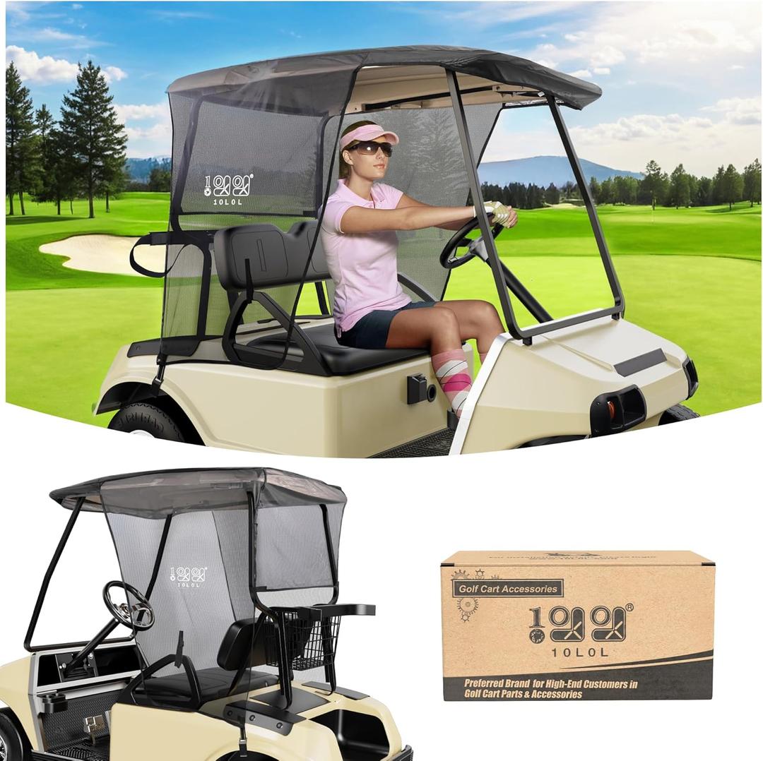 10L0L Golf Cart Sun Shade Cover for Club Car DS Precedent & EZGO TXT RXV, Superior UV Heat Blocking Polyester Mesh Canopy Cover, Durable & Easy Install (Roof Size:59" L X 41" W)