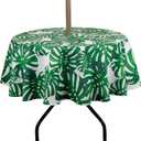 EHouseHome Outdoor Indoor 70inch Round Tablecloth with Umbrella Hole and Zipper, Waterproof Zippered Patio Table Cloths, Spring/Summer Table Covers for Backyard Circular Table/BBQs/Picnic (Leaves)