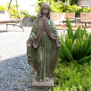 Virgin Mary Outdoor Statues, Garden Religious Decorations, Indoor Mother Mary Statue, Garden Sculptures & Statues for Home Yard Patio Lawn Deck Hallway (Vintage Green)