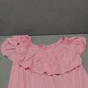Womens Top Medium Pink Ruffle Off Shoulder Stretch Blouse Shirt size XL, sleeve -50"
