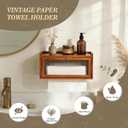 Wall Mount Paper Towel Holder, Wooden Paper Towel Dispenser for C-Fold Z-Fold Trifold Towel, Brown Bathroom Paper Towel Holder with Acrylic Window & Top Shelf, Vintage Farmhouse Kitchen Bathroom Decor
