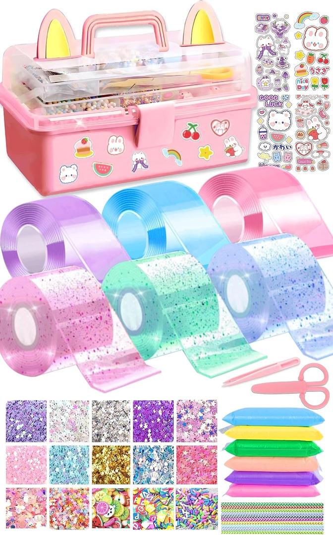 BENWIL 6 PCS Nano Tape Bubble Bubbles Kit for Kids with Box, Squishy Maker Making Kit, Birthday Gifts for 4 5 6 7 8 9 10 Year Old Girls Girl, Kids Toys for Girls 4-6 6-8 8-10 10-12