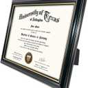 GraduationMall 8.5x11 Certificate Diploma Frame,Solid Wood & Tempered Glass,Black Finish with Gold Trim