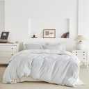 SUSYBAO Light Blue Seersucker Duvet Cover Queen 100% Cotton 3 Pcs Set 1 Textured Seersucker Duvet Cover with Zipper Ties 2 Pillow Shams Washed Cotton Blue Stripe Textured Bedding Set Soft