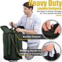 Backpack Laundry Bag, 115L Heavy Duty Extra Large College Laundry Backpack, Dirty Clothes Bag with Shoulder Straps, Laundry Hamper Bag with Drawstring Closure for College Dorm, Apartment Army Green