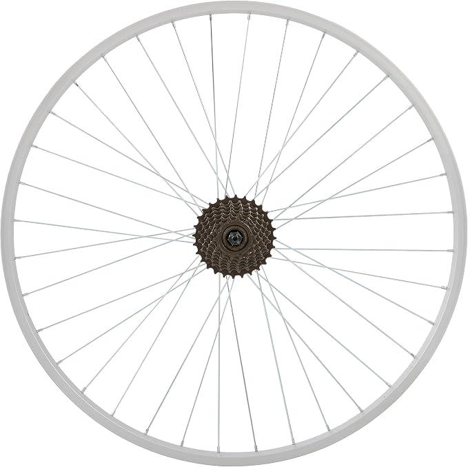 Hiland 26" 27.5" 28" x1.75" Alloy Bike Rim for 1.75 to 2.215" Wide Tire, Front & Rear Wheels with 7 Speeds Freewheel, Disc Brake Compatible, Bolt On Axle, Wheelset Accessories for MTB Cruiser Bicycle