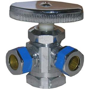 LASCO 06-7321 Dual Outlet Valve, 1/2-Inch Iron Pipe Inlet X 3/8-Inch Compression Outlet X 3/8-Inch Compression Outlet, Chrome