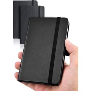 AISBUGUR Pack of 2 Notebook A6 Small Pocket Notebook 9 x 14 cm, Executive Hardcover Total 320 Pages Thick Paper with Inner Pockets, Mini Notebooks (Black)