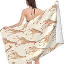 Cute Giraffe Vintage Beach Towel, 32x52in Microfiber Quick Dry Retro Cartoon Bath Towels, Soft Lightweight Oversized Sand Free, for Travel Pool Swimming Gym Decor, Gifts